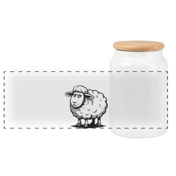 Lower Austria – Grumpy Sheep Humor Design - Panoramic Cookie Jar with Wooden Lid - white - Front