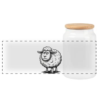 Lower Austria – Grumpy Sheep Humor Design - Panoramic Cookie Jar with Wooden Lid - white - Front