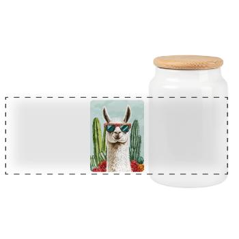lama - Panoramic Cookie Jar with Wooden Lid - white - Front