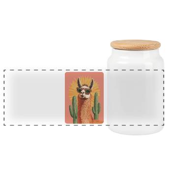 Lama - Panorama Keksdose mit Holzdeckel - Weiß - Vorne