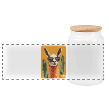 Lama - Panorama Keksdose mit Holzdeckel - Weiß - Vorne