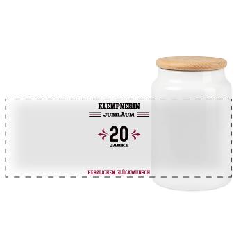 Plumber 20 Years Anniversary 20th Anniversary Plumbing - Panoramic Cookie Jar with Wooden Lid - white - Front