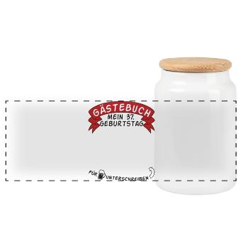 Guestbook My 37th Birthday Gift Idea - Panoramic Cookie Jar with Wooden Lid - white - Front