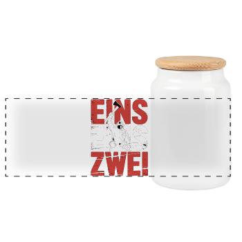 Feuerwehr Spruch – 112 Notruf Held in Aktion - Panorama Keksdose mit Holzdeckel - Weiß - Vorne
