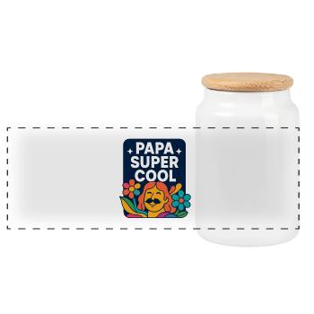 Papa Super Cool - Fête des Pères - Anniversaire - Boîte à biscuits avec couvercle en bois - blanc - Devant