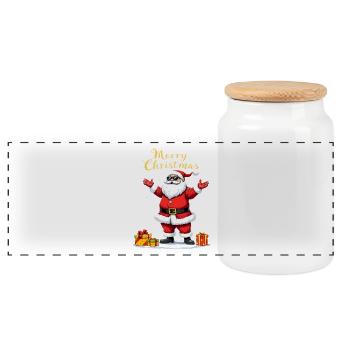 Merry Christmas Cool Santa Claus Gifts - Panoramic Cookie Jar with Wooden Lid - white - Front