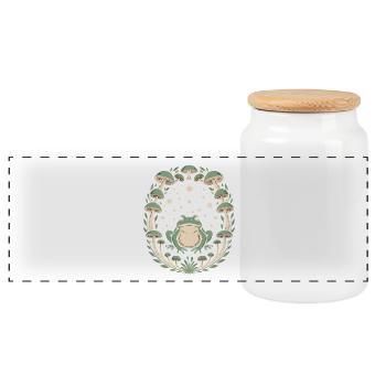 Grenouille magique et champignons dans le ciel étoilé - Boîte à biscuits avec couvercle en bois - blanc - Devant