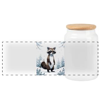 Raton laveur d’hiver en forêt - Boîte à biscuits avec couvercle en bois - blanc - Devant