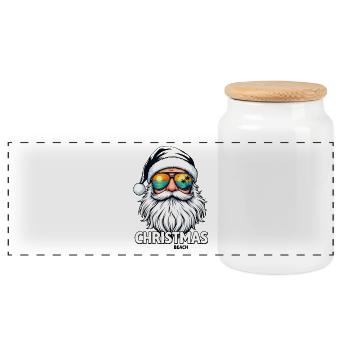 Weihnachten Am Strand Christmas At The Beach - Panoramic Cookie Jar with Wooden Lid - white - Front