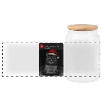 Chat Noël avec des chats drôles - Boîte à biscuits avec couvercle en bois - blanc - Devant