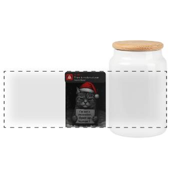 Chat Noël avec des chats drôles - Boîte à biscuits avec couvercle en bois - blanc - Devant