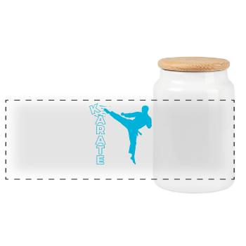 Karate, Karate Fighter, Martial Arts, Karate Kick - Panoramic Cookie Jar with Wooden Lid - white - Front