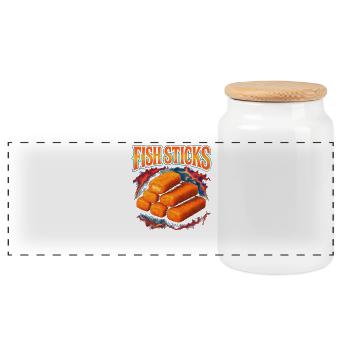 Fischstäbchen Lieblingsessen Seltsame 90er Fischst - Panorama Keksdose mit Holzdeckel - Weiß - Vorne