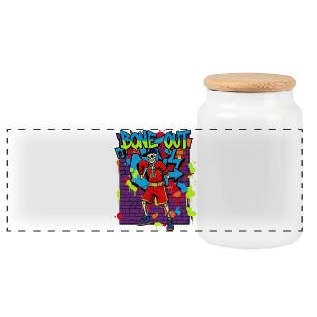 Bone Out – Skeleton Boxer Graffiti Streetwear 90s - Panoramic Cookie Jar with Wooden Lid - white - Front