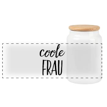 Cool woman - Panoramic Cookie Jar with Wooden Lid - white - Front