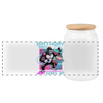 Birthday Gamer VR - Panoramic Cookie Jar with Wooden Lid - white - Front