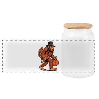 Bigfoot portant de la dinde Thanksgiving humour - Boîte à biscuits avec couvercle en bois - blanc - Devant