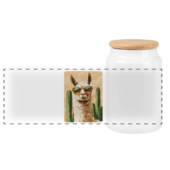 Lama - Panorama Keksdose mit Holzdeckel - Weiß - Vorne