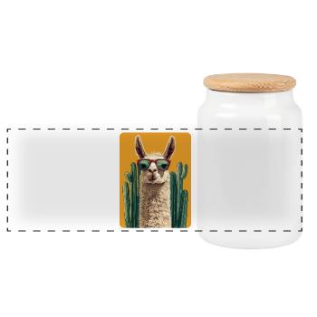 lama - Boîte à biscuits avec couvercle en bois - blanc - Devant