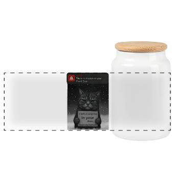 Cat a un message pour vous - Funnier - Boîte à biscuits avec couvercle en bois - blanc - Devant
