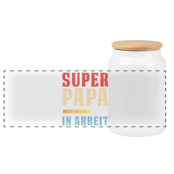 Bientôt papa SUPER PAPA AU TRAVAIL Drôle - Boîte à biscuits avec couvercle en bois - blanc - Devant