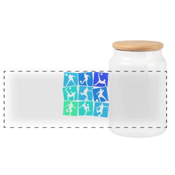 Soccer Soccer Players Soccer Players Kids Boys - Panoramic Cookie Jar with Wooden Lid - white - Front