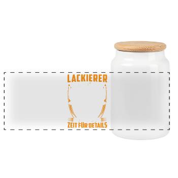 Painter is slow vehicle painter - Panoramic Cookie Jar with Wooden Lid - white - Front