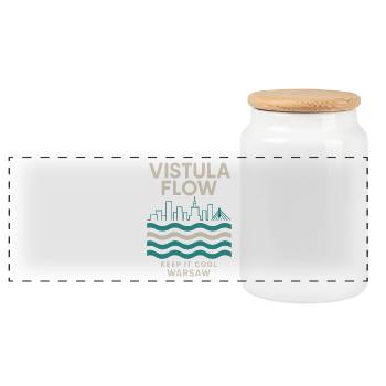 Vistula Flow Warsaw Skyline Design - Panoramic Cookie Jar with Wooden Lid - white - Front