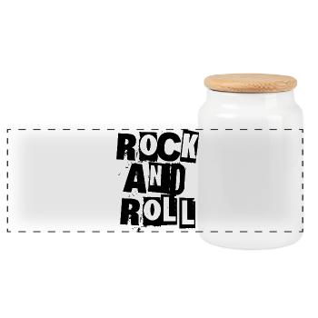 Rock and Roll cut out Typography Design - Panoramic Cookie Jar with Wooden Lid - white - Front