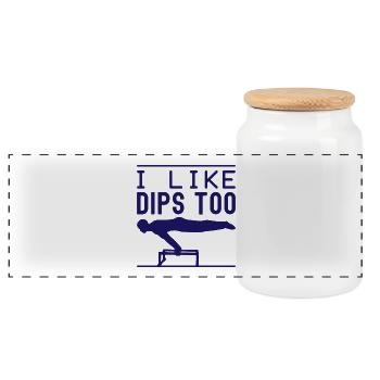 Fitness Fanatics I Like Dips Too Calisthenics Gym - Panorama Keksdose mit Holzdeckel - Weiß - Vorne