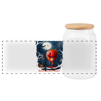 Halloween Zombie Fraise - Boîte à biscuits avec couvercle en bois - blanc - Devant