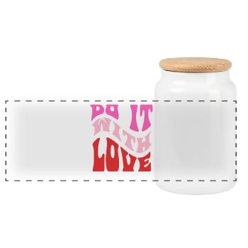 It It Love Retro Lettering - Panoramic Cookie Jar with Wooden Lid - white - Front