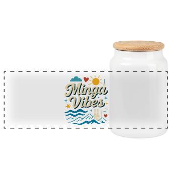 Minga Vibes Munich Skyline Design - Boîte à biscuits avec couvercle en bois - blanc - Devant