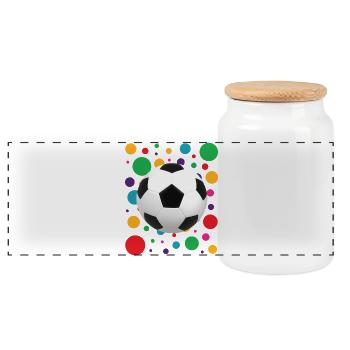 Confetti Pop Soccer Ball - Panoramic Cookie Jar with Wooden Lid - white - Front