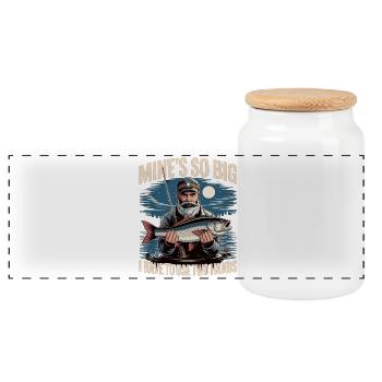 Mine’s So Big - Chemise de pêcheur amusante pour hommes - Boîte à biscuits avec couvercle en bois - blanc - Devant