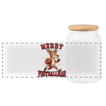 Merry Footballmas - Panoramic Cookie Jar with Wooden Lid - white - Front