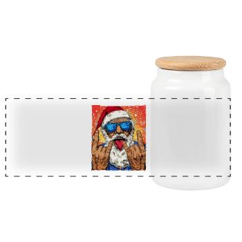 Père Noël Drôle Noël - Boîte à biscuits avec couvercle en bois - blanc - Devant