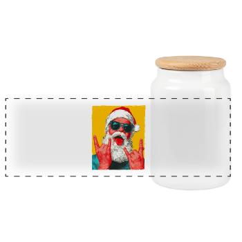 Weihnachtsmann Party Pop Art Weihnachten - Panorama Keksdose mit Holzdeckel - Weiß - Vorne
