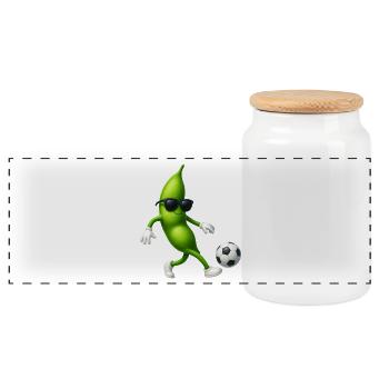 Edamame Beans Bean Football - Boîte à biscuits avec couvercle en bois - blanc - Devant