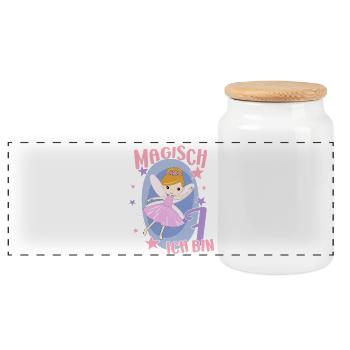 7ème anniversaire fée 7 ans fille anniversaire motif - Boîte à biscuits avec couvercle en bois - blanc - Devant