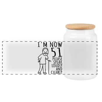 51ème Anniversaire 51er 51ème J’ai maintenant 51 ans - Boîte à biscuits avec couvercle en bois - blanc - Devant