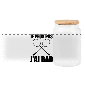 Je peux pas J'ai Bad Cadeau Joueur Homme Badminton - Boîte à biscuits avec couvercle en bois - blanc - Devant