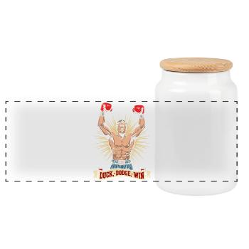 Boxer  - Panorama Keksdose mit Holzdeckel - Weiß - Vorne