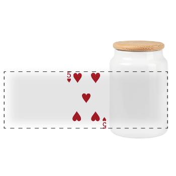 Five Hearts Double Head Card Rome Poker - Panoramic Cookie Jar with Wooden Lid - white - Front
