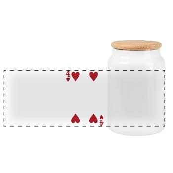 Four Hearts Double Head Card Rome Poker - Panoramic Cookie Jar with Wooden Lid - white - Front
