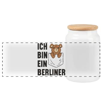 Un ours en peluche de poche effronté ! Je suis Berlinois - Boîte à biscuits avec couvercle en bois - blanc - Devant