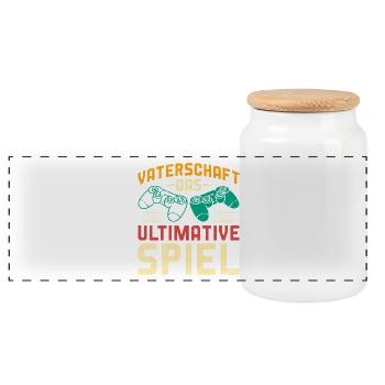 FATHERHOOD THE ULTIMATE GAME Fun - Panoramic Cookie Jar with Wooden Lid - white - Front