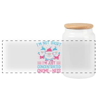 Garden Gnome Costume Not Short Just Gnome-Ness - Panoramic Cookie Jar with Wooden Lid - white - Front