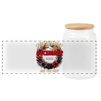 CONGRATULATIONS DECEMBER - Panoramic Cookie Jar with Wooden Lid - white - Front