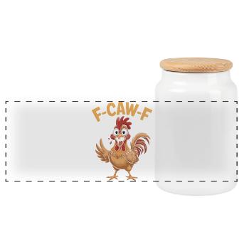fcawf poulet F-Caw-F Drôle de poulet Humour Coq - Boîte à biscuits avec couvercle en bois - blanc - Devant